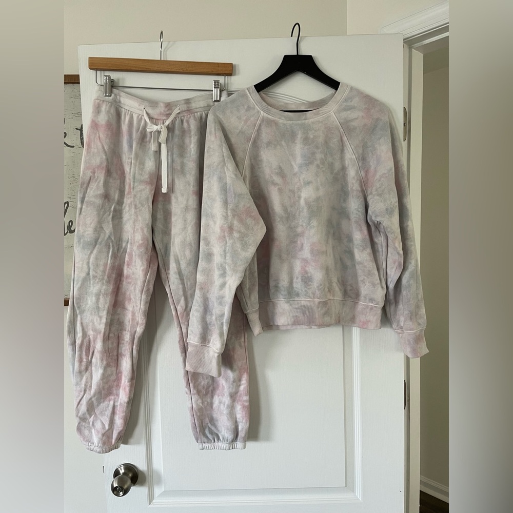 The Drop - Pastel Tie Dye 2-piece Sweatpant + Sweatshirt SET - Size Small